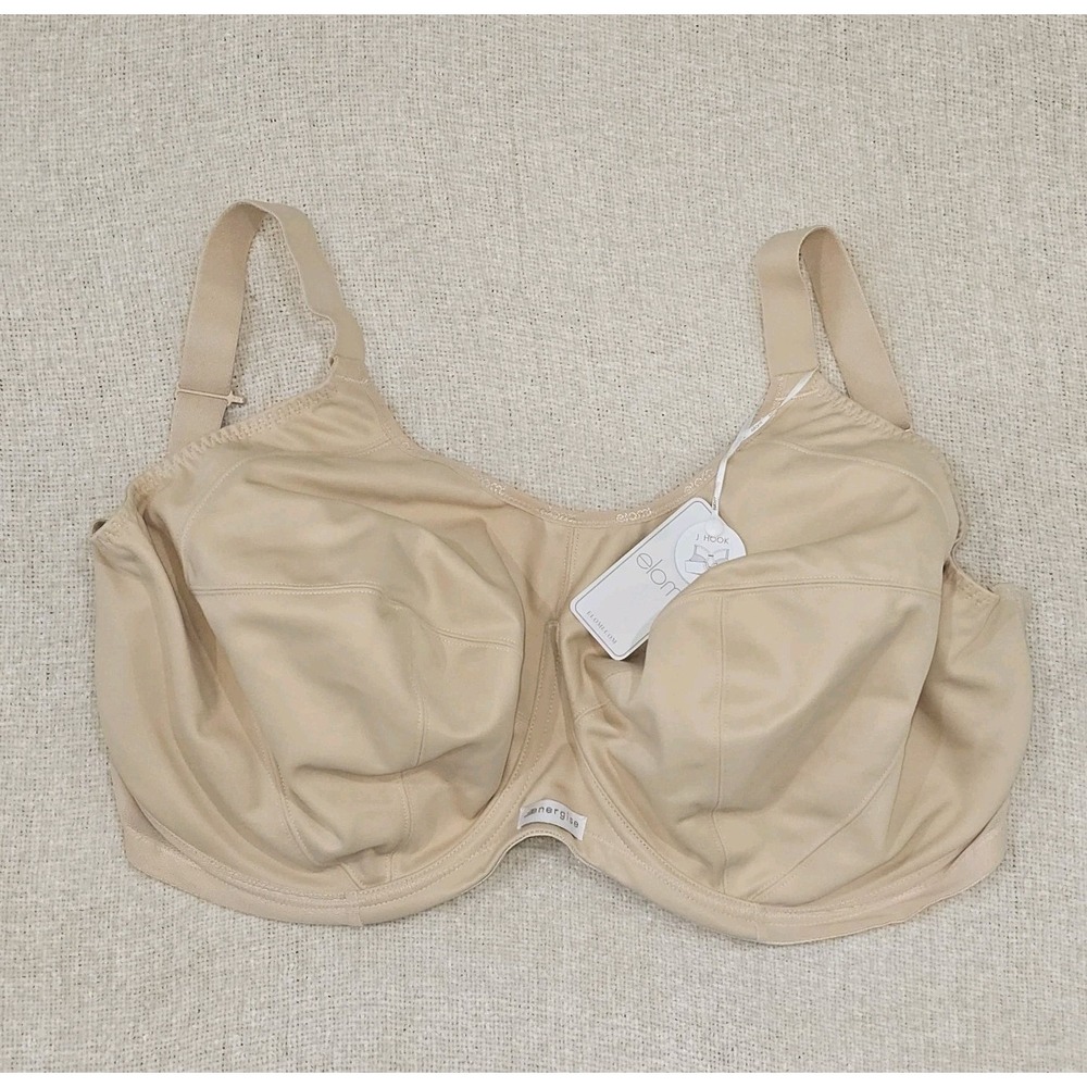 NWT ELOMI EL8041 Energise Underwire Sports Bra In Nude US 34O / UK 34K